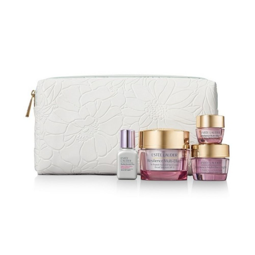 All Day Radiance Set Estee Lauder:  + Resilience, Day, Cream, For Face & Neck, 50 ml + Resilience, Night, Cream, For Face & Neck, 15 ml + Estee Lauder, Toiletry, Pouch + Perfectionist Pro, Serum, For Face, 15 ml