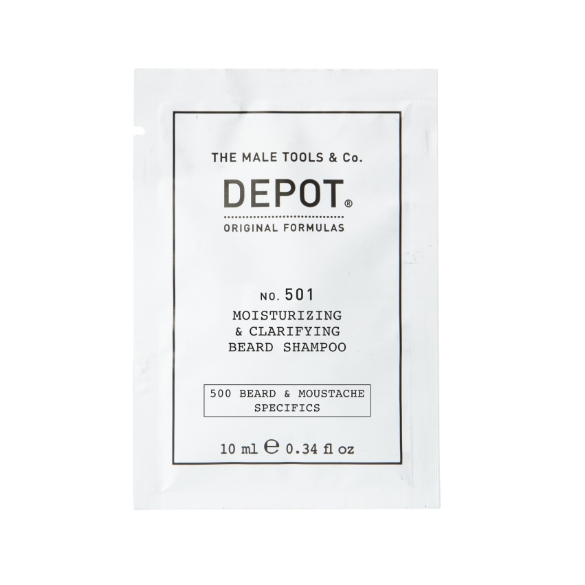 Depot, 500 Beard & Mustache Specifics No. 501, Pro-Vitamin B5, Beard Shampoo, Moisturizing & Clarifying, 10 ml
