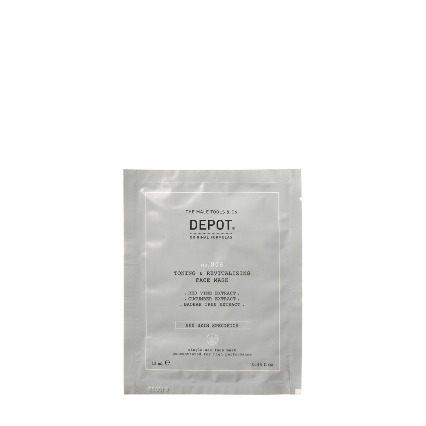 Set, Depot, 800 Skin Specifics No. 806, Hyaluronic Acid, Toning & Revitalizing, Sheet Mask, For Face, Day, 12 pcs, 13 ml