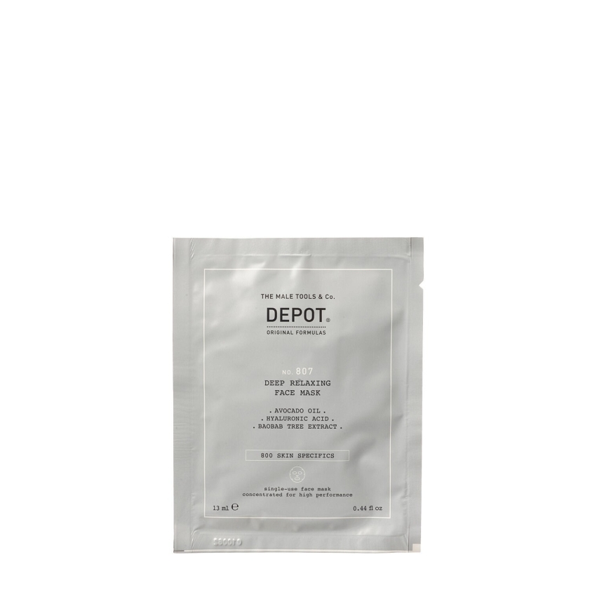 Set, Depot, 800 Skin Specifics No. 807, Hyaluronic Acid, Soothing/Hydrating & Nourishing, Sheet Mask, For Face, Day, 12 pcs, 13 ml
