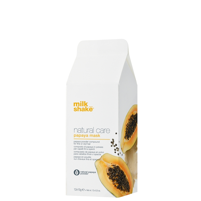 Milk Shake, Natural Care, Papaya, Hair Treatment Powder Mask, For Fine & Dry Hair, x 12 pcs, 15 g