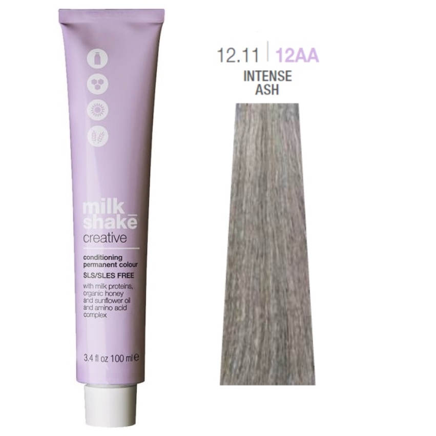 Milk Shake, Creative, SLS/SLES-Free, Permanent Hair Dye, 12.11|12AA Intense Ash, 100 ml