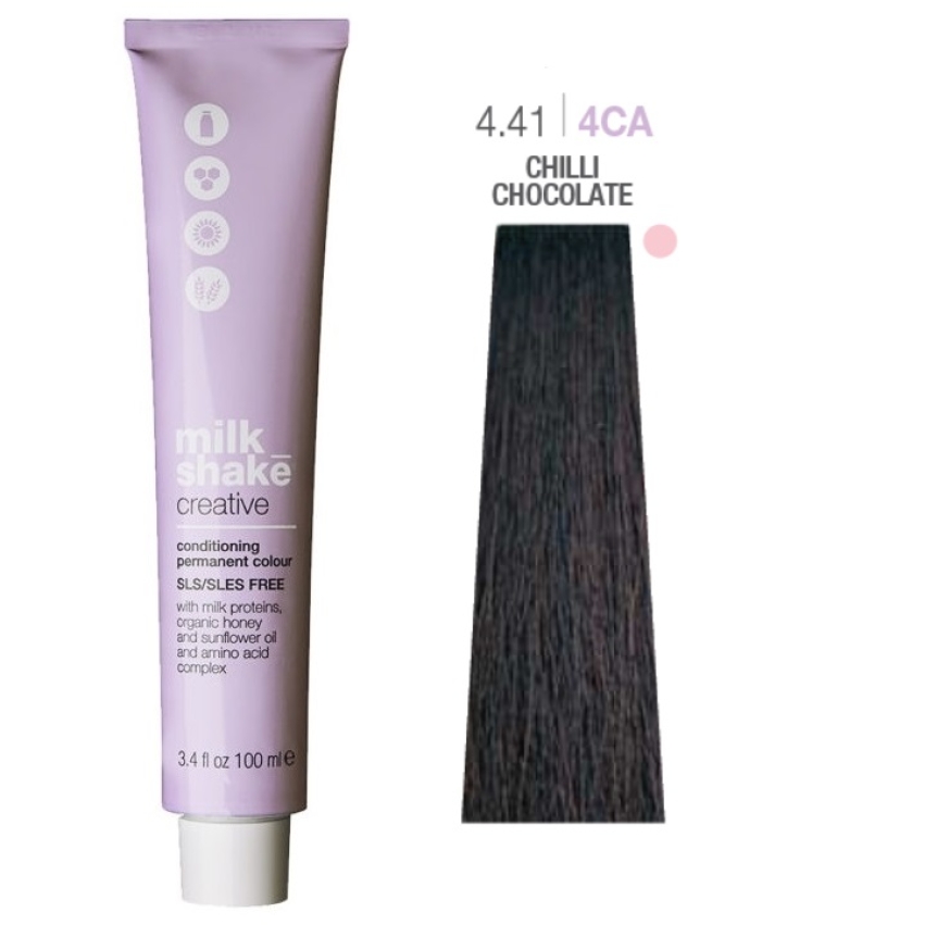 Milk Shake, Creative, SLS/SLES-Free, Permanent Hair Dye, 4.41|4CA Chili Chocolate, 100 ml