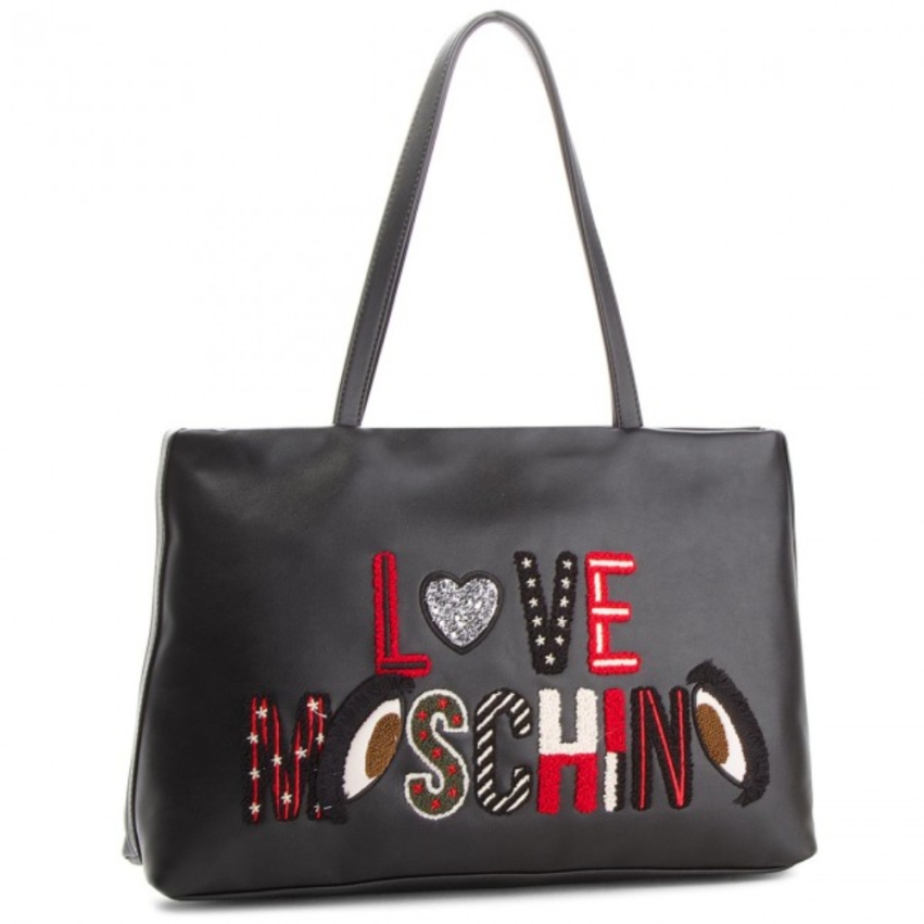 Moschino, Moschino, Leather, Handbag, Black, jc4288pp06km_0000, 36/39 x 25,5 x 11 cm