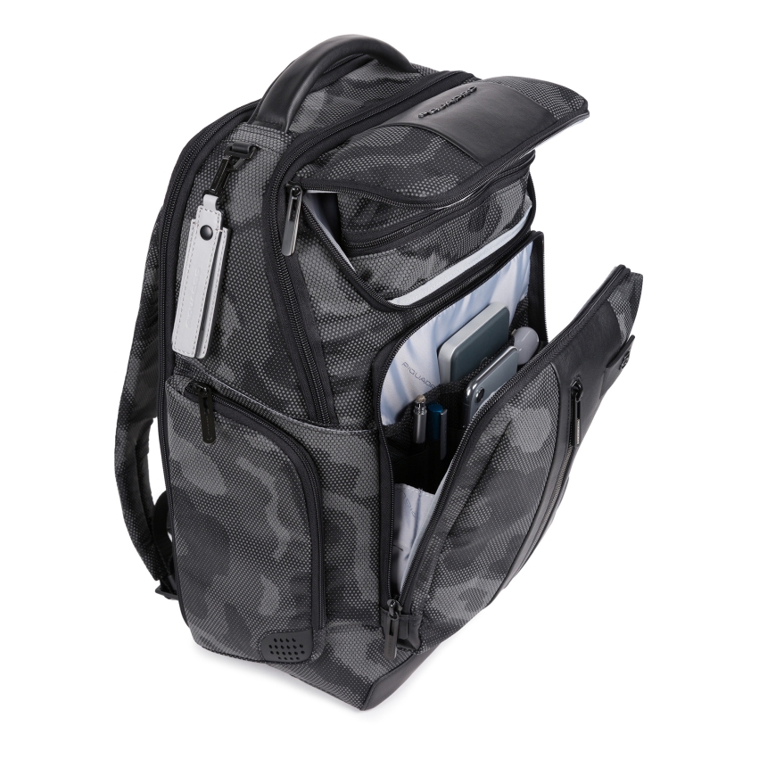 Piquadro, BagMotic, Nylon, Backpack, Camo Black, Laptop And iPad Compartment, For Men, 29 x 39 x 15 cm