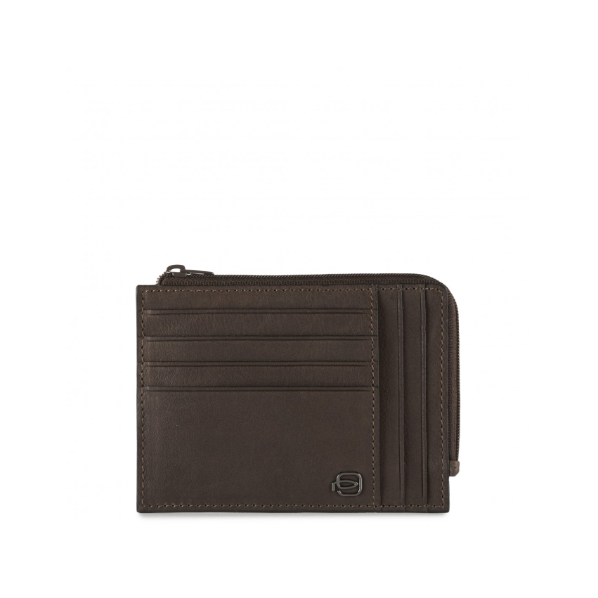 Piquadro, Black Square, Leather, Wallet, Credit Card Case, Brown, For Men
