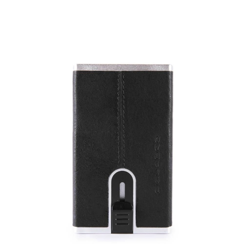 Piquadro, Black Square, Leather, Wallet, Square Sliding System with Compact for Banknotes, PP4891B3R N, Black, For Men