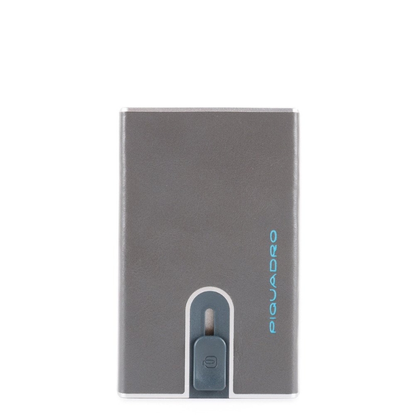 Piquadro, Blue Square, Leather, Card Holder, Square Sliding System, PP4825B2R-GR6, Grey, For Men