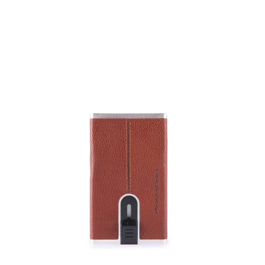 Piquadro, Blue Square, Leather, Card Holder, Square Sliding System, PP4891B3R, Brown, For Men