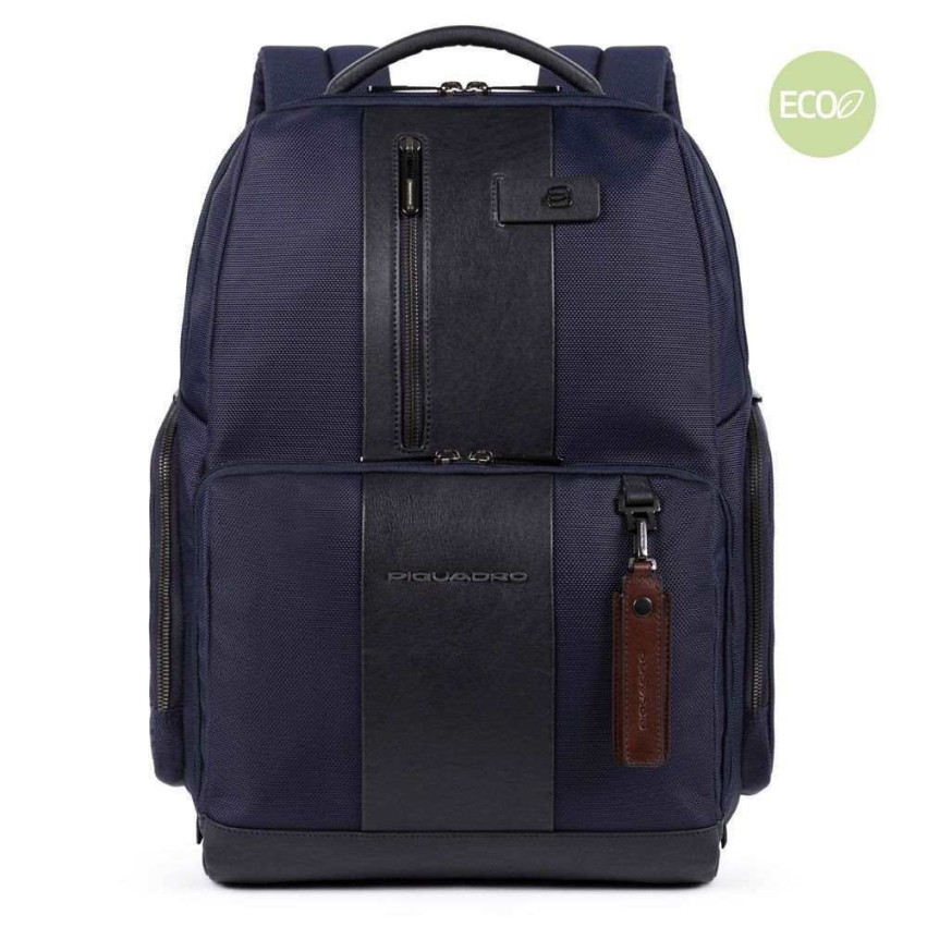 Piquadro, Brief 2, Nylon And Leather, Briefcase, Laptop And iPad Compartment, CA4532BR2, Blue, 39 x 29 x 15 cm, For Men