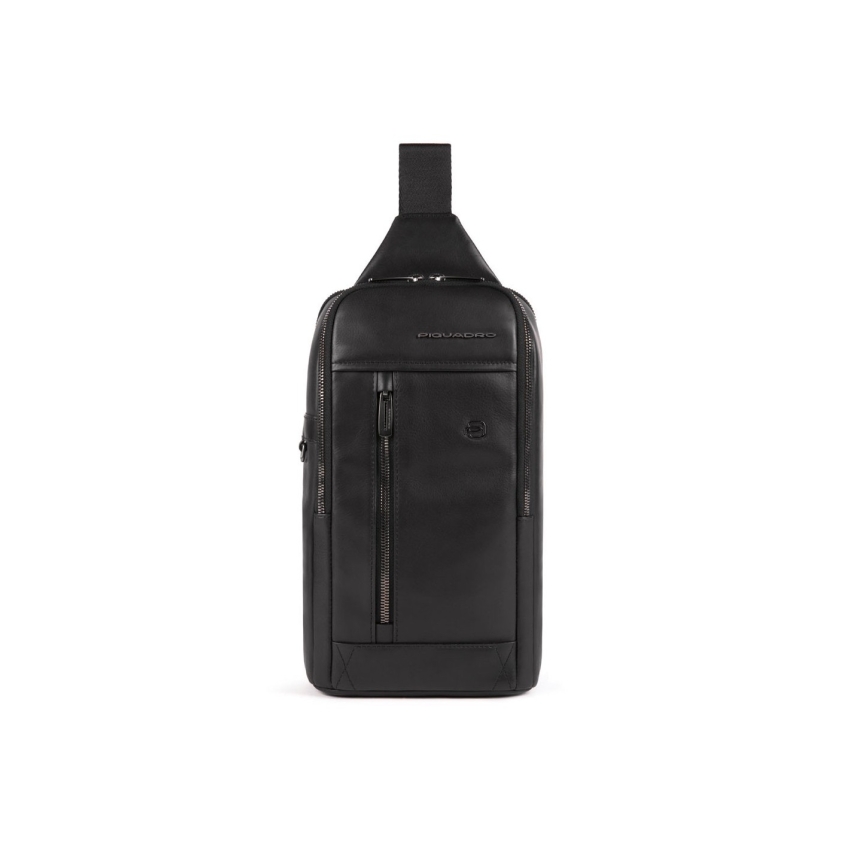 Piquadro, Monospalla, Leather, Backpack, Black, Mono Sling, For Men, 19 x 32 x 8 cm