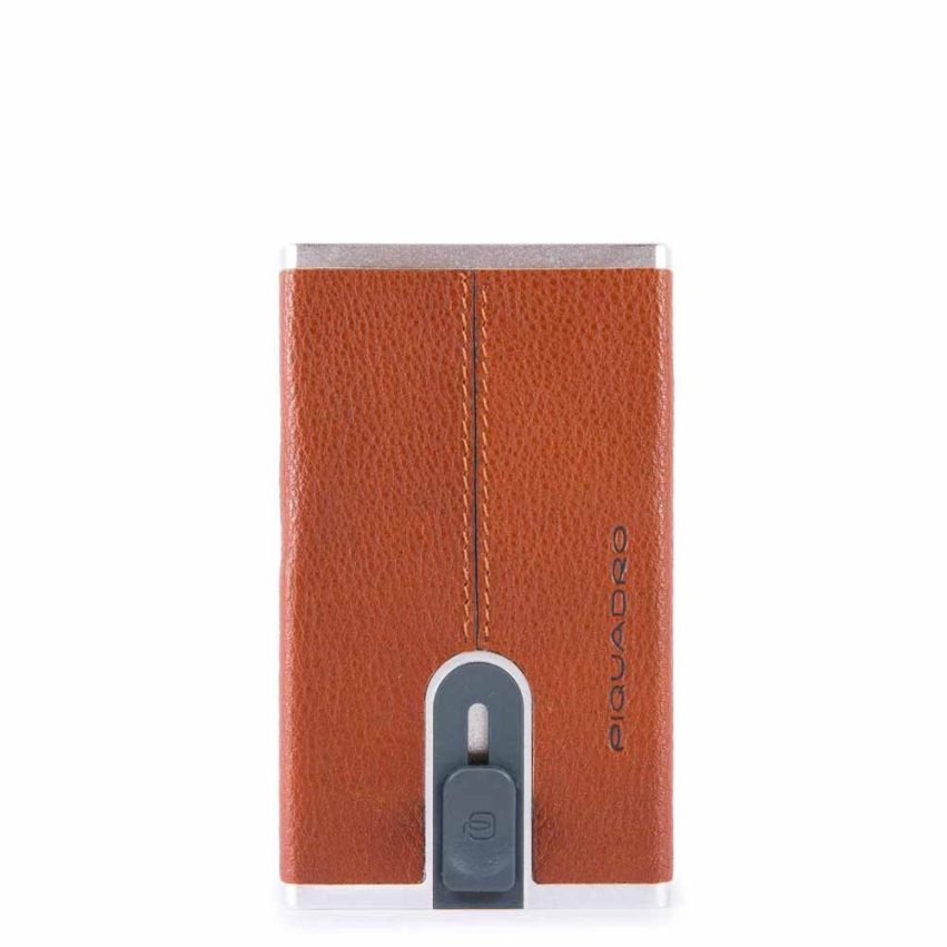 Piquadro, Piquadro, Leather, Card Holder, Square Sliding System, Arancio, Unisex
