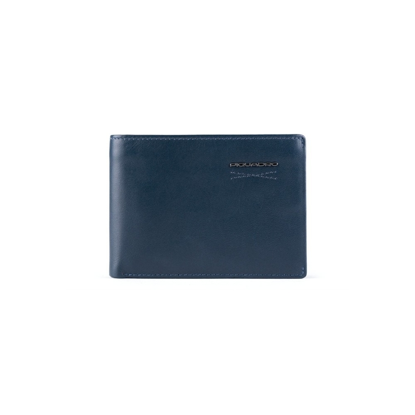 Piquadro, Piquadro, Leather, Wallet, RFID Anti-Fraud Protection, Navy Blue, For Men