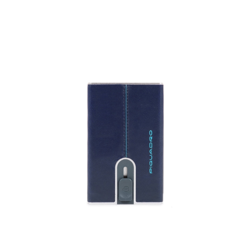 Piquadro, Blue Square, Leather, Wallet, Square Sliding System with Money Clip, PP5358B2R-BLU2, Blue, For Men