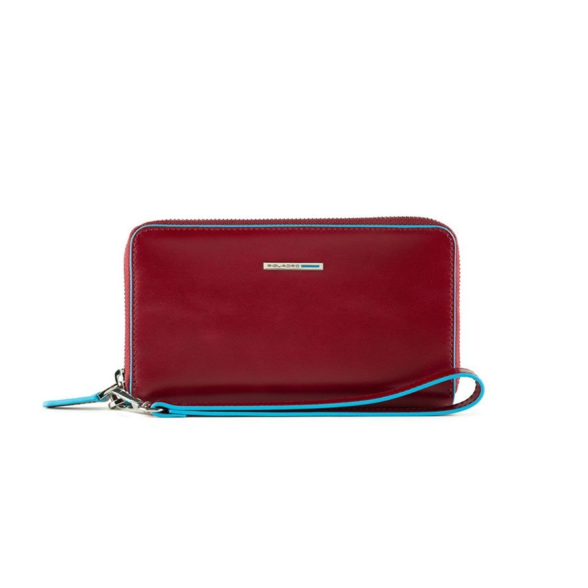 Piquadro, Blue Square, Wallet, Red, For Women