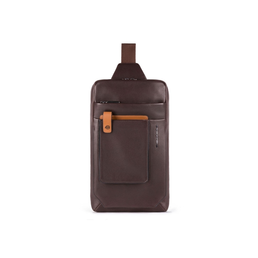 Piquadro, Tallin, Leather, Bag, Mono Sling, Brown, For Men, 20 x 33 x 5 cm