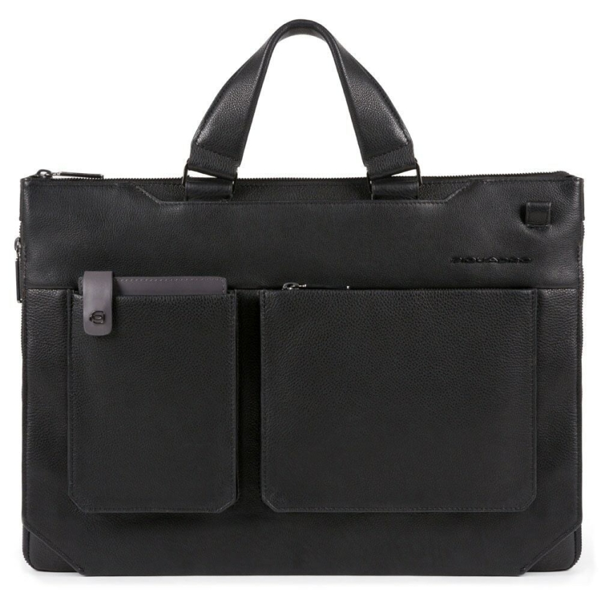 Piquadro, Tallin, Leather, Briefcase, Document Holder, Black, 42 x 30 x 5 cm, For Men