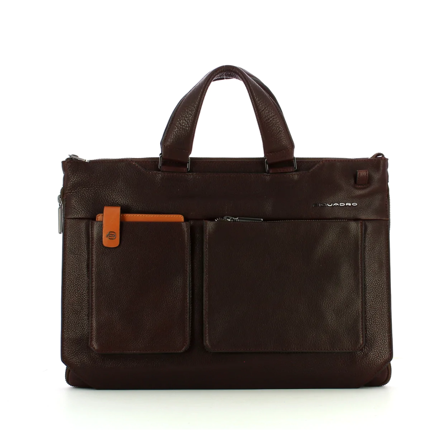 Piquadro, Tallin, Leather, Briefcase, Document Holder, Brown, 42 x 30 x 5 cm, For Men
