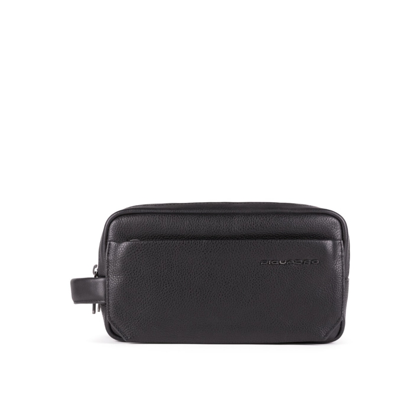 Piquadro, Tallin, Leather, Handbag, Double Zip Compartments, Black, 25 x 14 x 13 cm