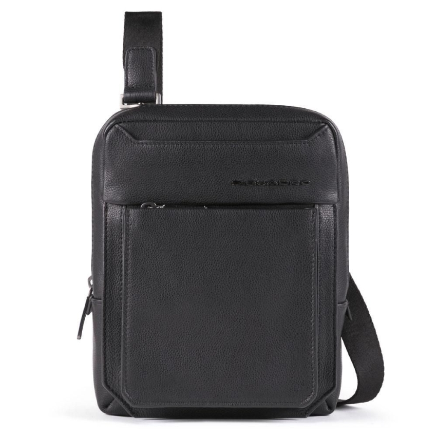 Piquadro, Tallin, Leather, Crossbody Bag, Black, 23 X 18 X 5 cm, For Men