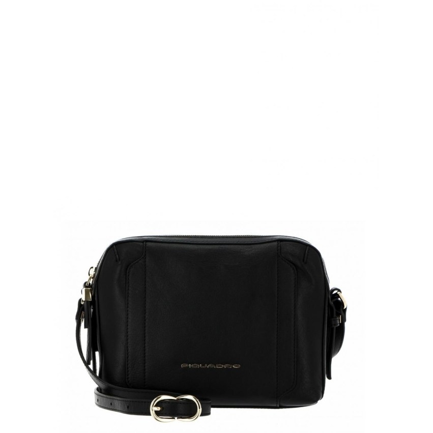 Piquadro, Tracolla, Leather, Crossbody Bag, Black, 42022100, 17.5 x 26 x 9.5 cm, For Women