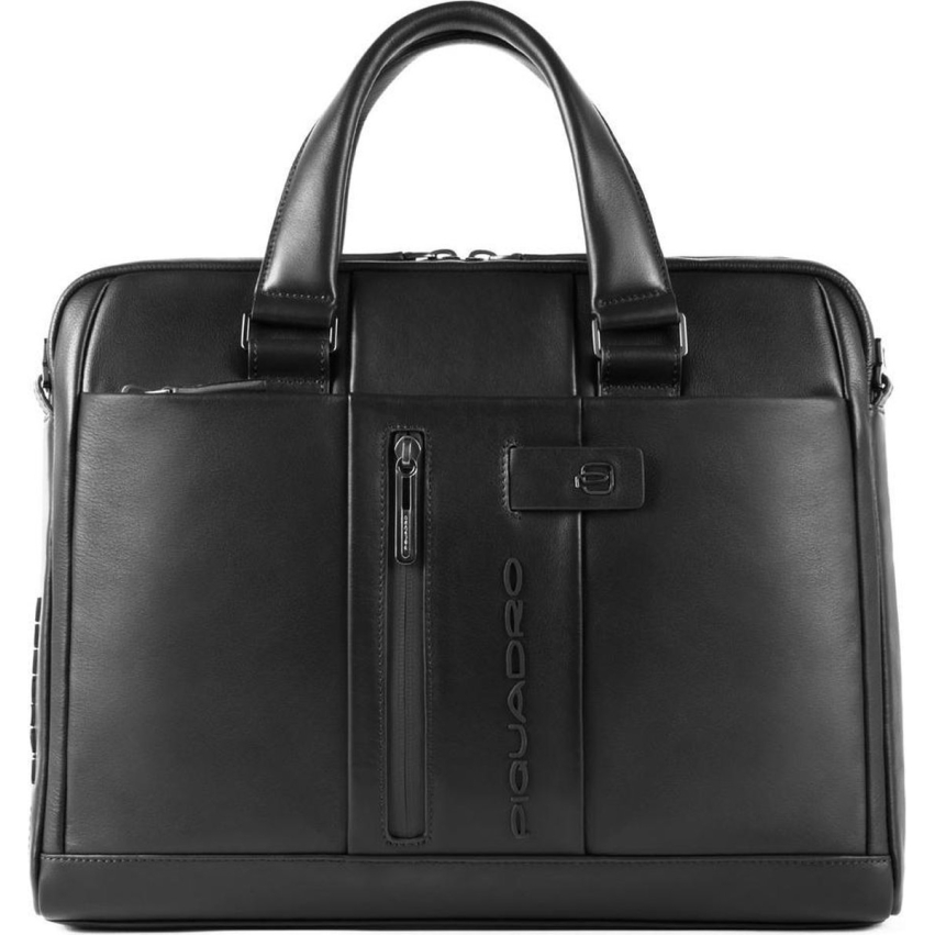 Piquadro, Urban, Leather, Bag, Laptop Compartiment, Black, For Men, 37 x 28.5 x 6 cm