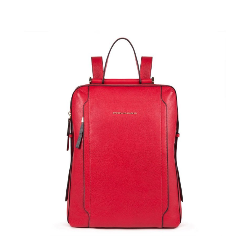 Piquadro, Zaino, Leather, Backpack, Red, With Double Notebook And Ip, For Women, 36.5 x 28 x 12.5 cm