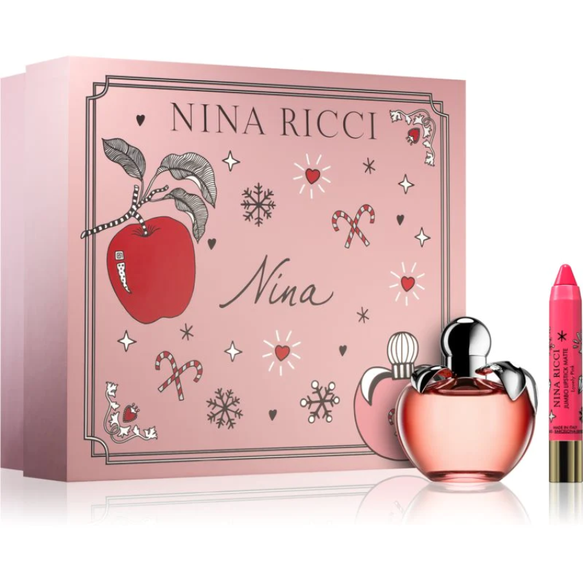 Set Nina Ricci: Les Belles, Eau De Toilette, For Women, 80 ml + Jumbo, Matte, Cream Lipstick, Fancy Pink, 2.5 g