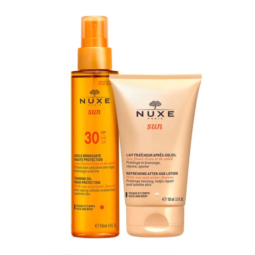 Set Nuxe: Sun, Sun Protection, After-Sun Lotion, 50 ml + Sun, Sun Protection, Tanning Oil, SPF 30, 150 ml