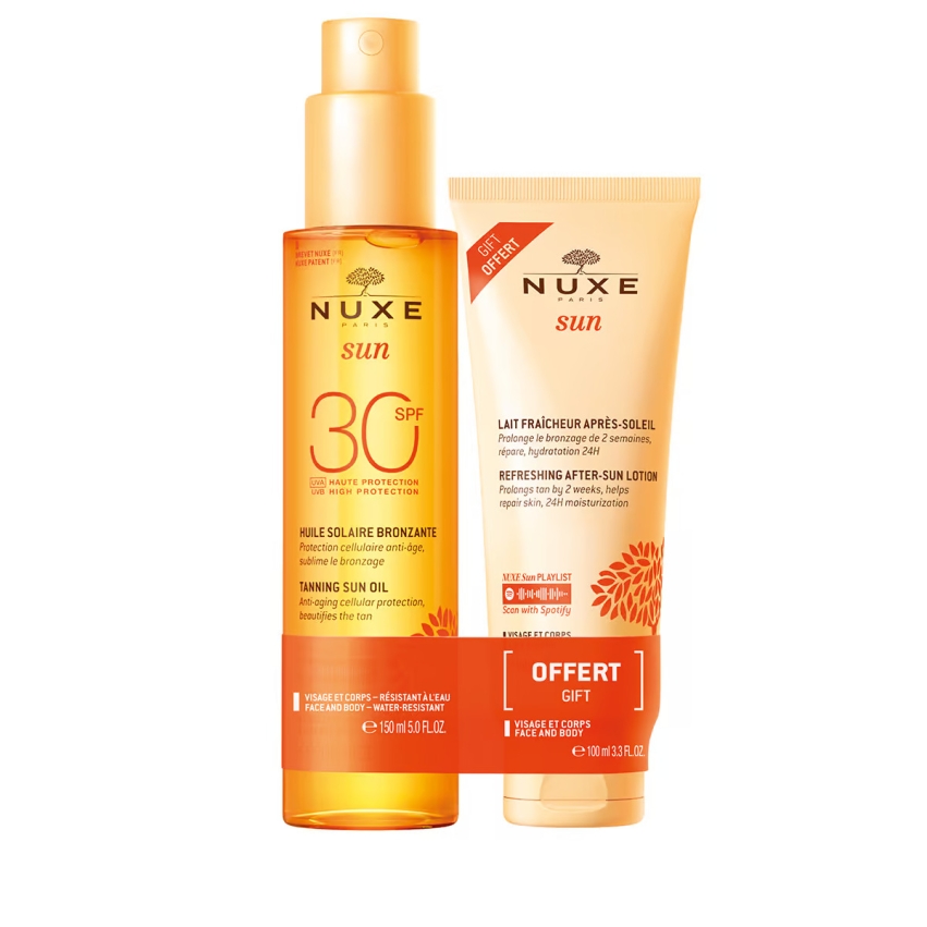 Set Nuxe: Sun, Sun Protection, Tanning Oil, SPF 30, 150 ml + Sun, Sun Protection, After-Sun Lotion, 100 ml