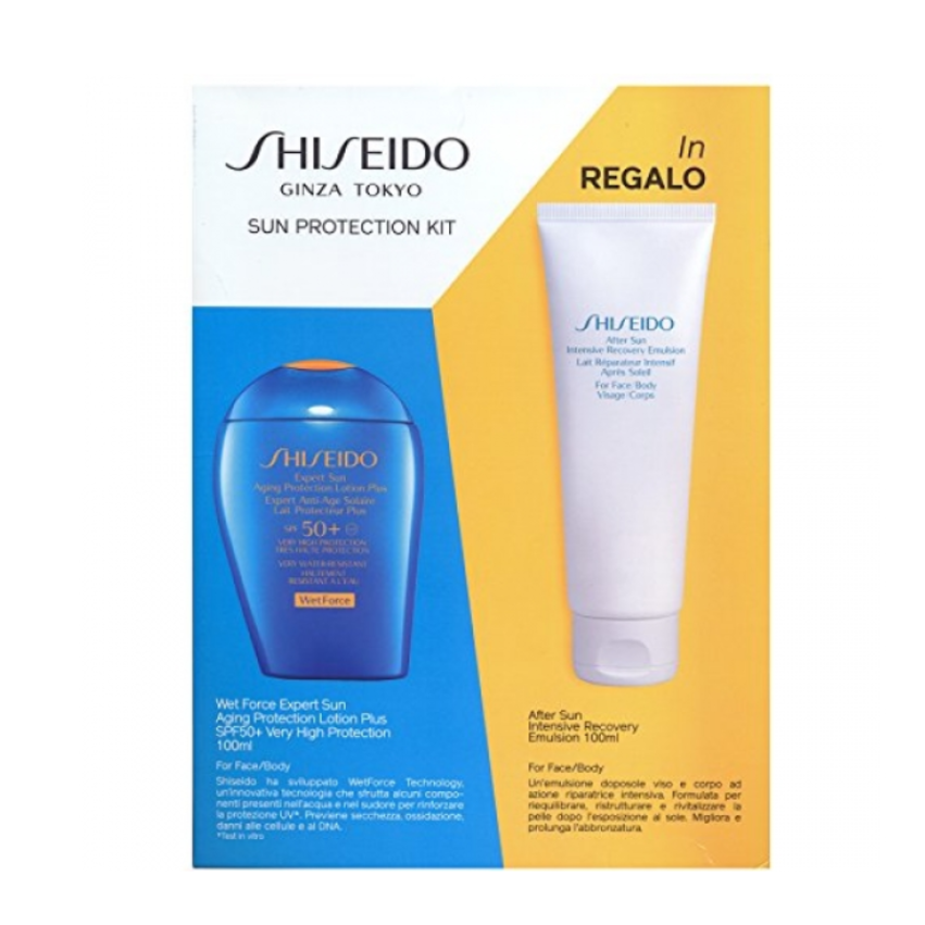 Set Shiseido: Expert Sun, Sun Protection, Sunscreen Lotion, SPF 50+, 100 ml + Expert Sun Wet Force, Sun Protection, After-Sun Lotion, 100 ml