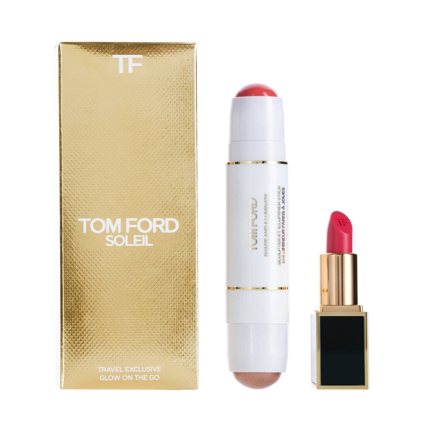 Soleil Travel Exclusive/Glow On The Go Set Tom Ford: Tom Ford, Illuminating, Highlighter & Blush Stick 2-In-1, 10 g + Tom Ford, Sheer, Cream Lipstick, 2 g