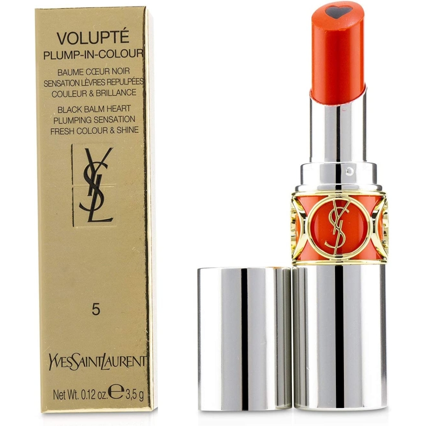Yves Saint Laurent, Volupte Plump-In-Colour, Fresh Colour & Shine, Lip Plumper, 5, Delirious Orange, 3.5 g